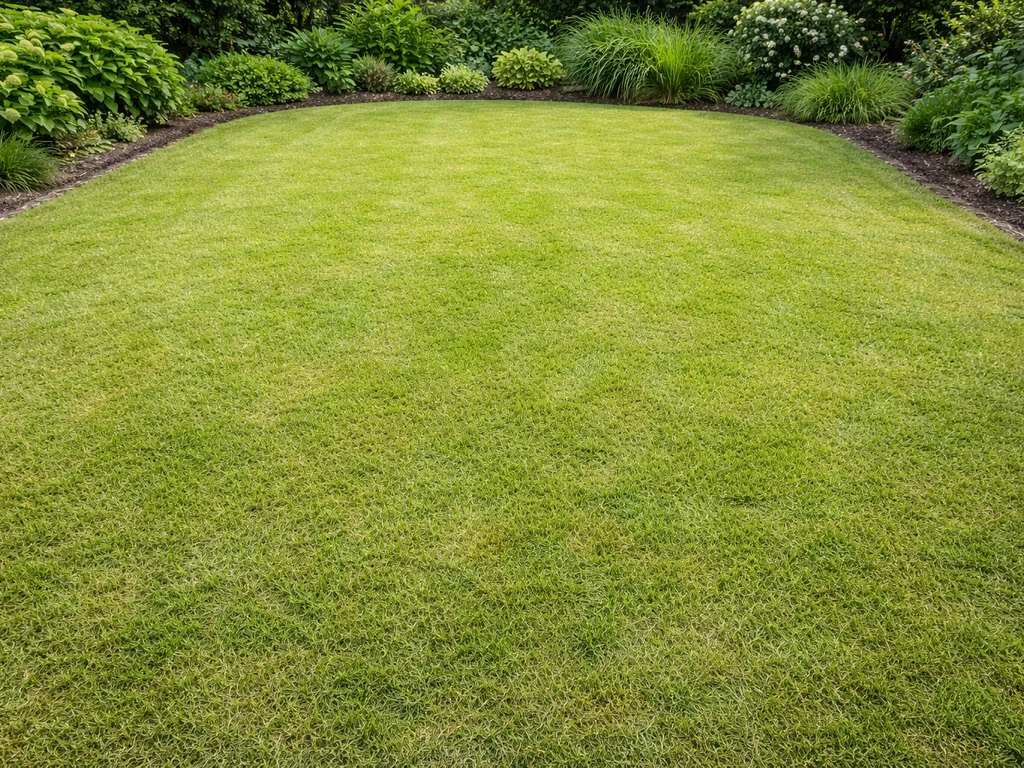 Gelaagde laag gemaaid gras als bodembedekker in een tuin, met natuurlijke overgang naar gazon en pad.