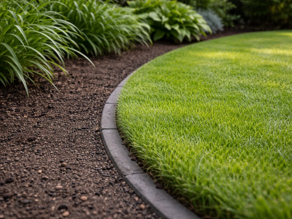 Strakke tuin afscheiding gras met schone opsluiting langs een border, met focus op rand en afwerking.