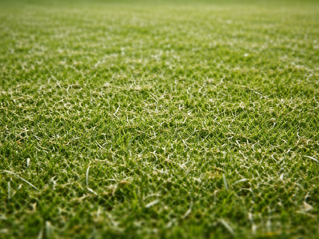Fijne, gelijkmatig verspreide grassnippers (mulch) op een gazon, als dun laagje na het maaien.
