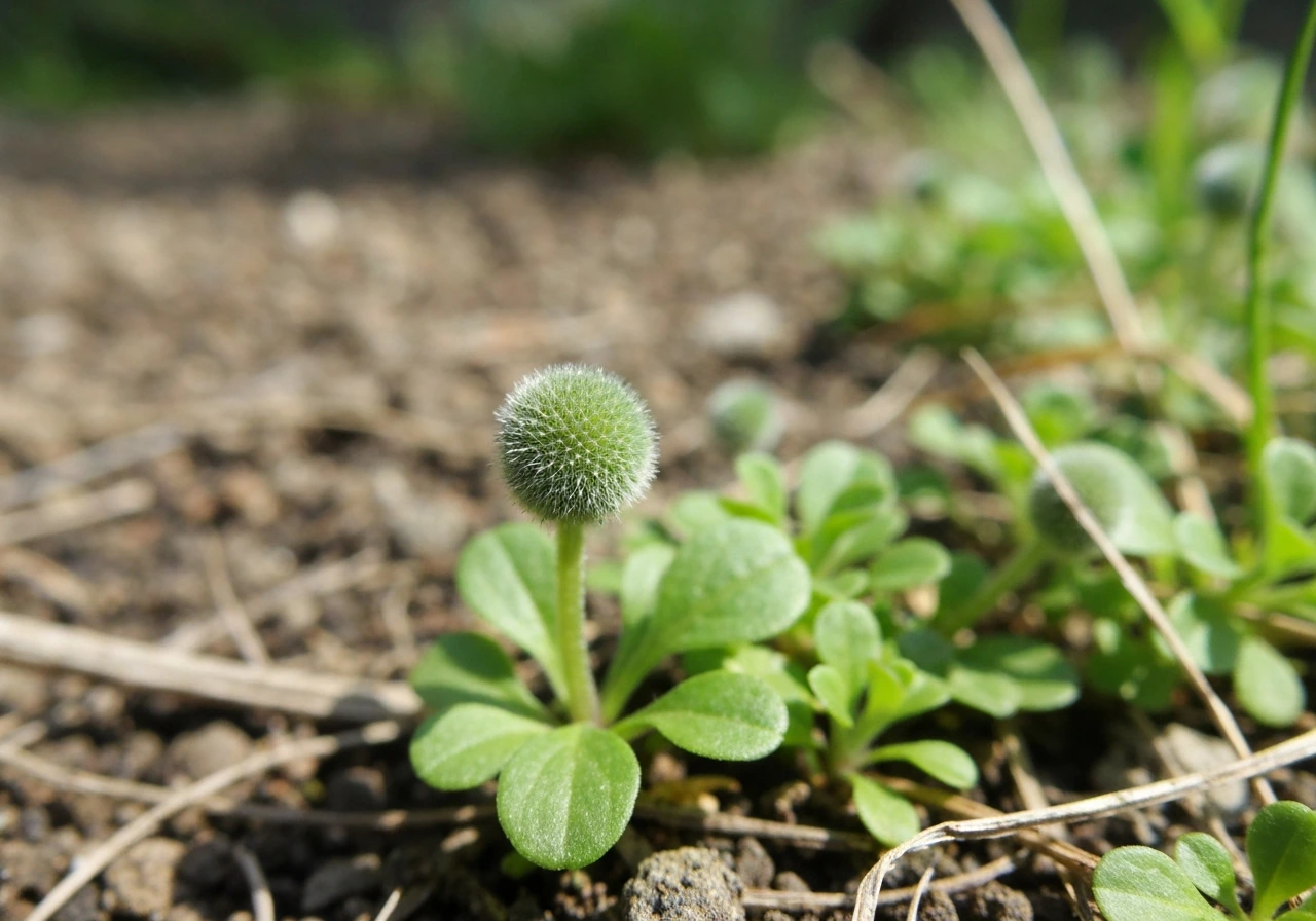 Dichte, levendige microklaver die kale grond in een tuin bijna volledig bedekt.