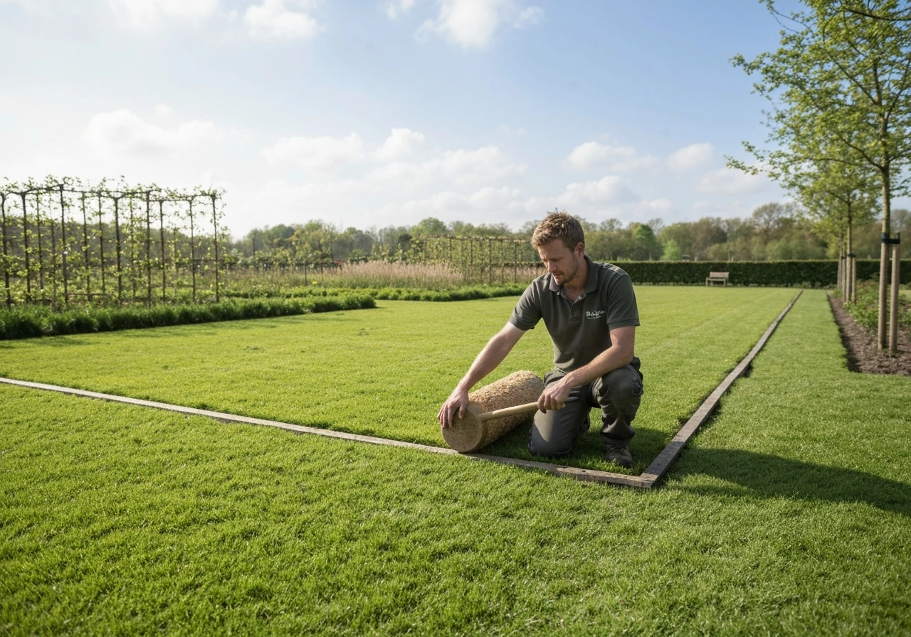 worteldoek op gras leggen