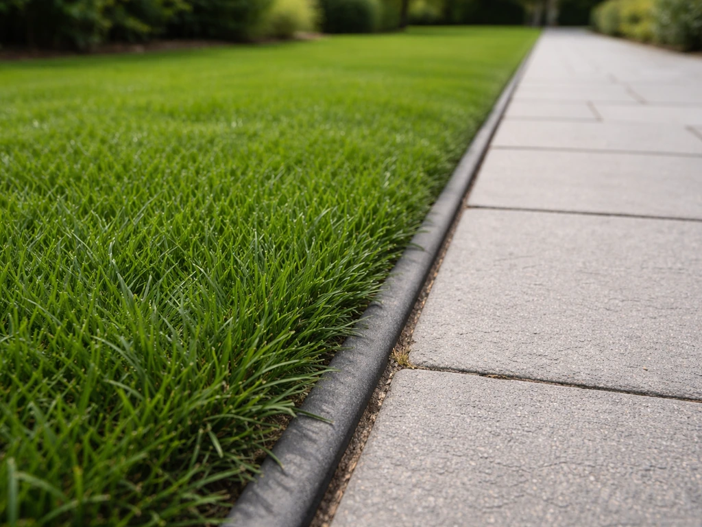 Nette grasboord langs een tuinpad: het gras houdt de rand strak en blijft op zijn plek.