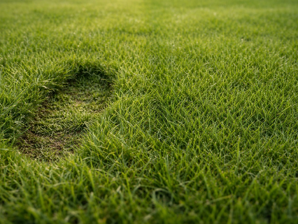 Sporen van voetstappen in nieuw gras versus stevig vastzittende plek zonder zichtbare beschadiging