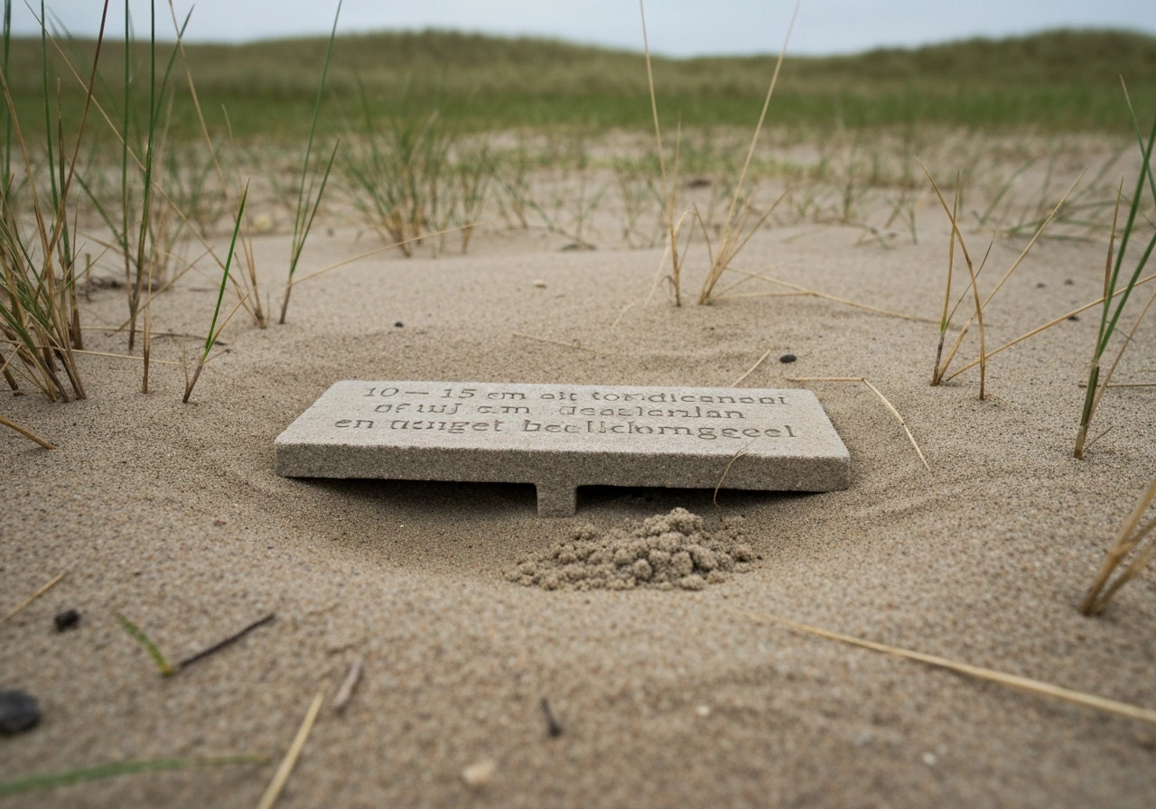 Gegraven sleuf met zichtbare gelaagde bodemopbouw: toplaag, filterlaag en grof zand voor wortelruimte.