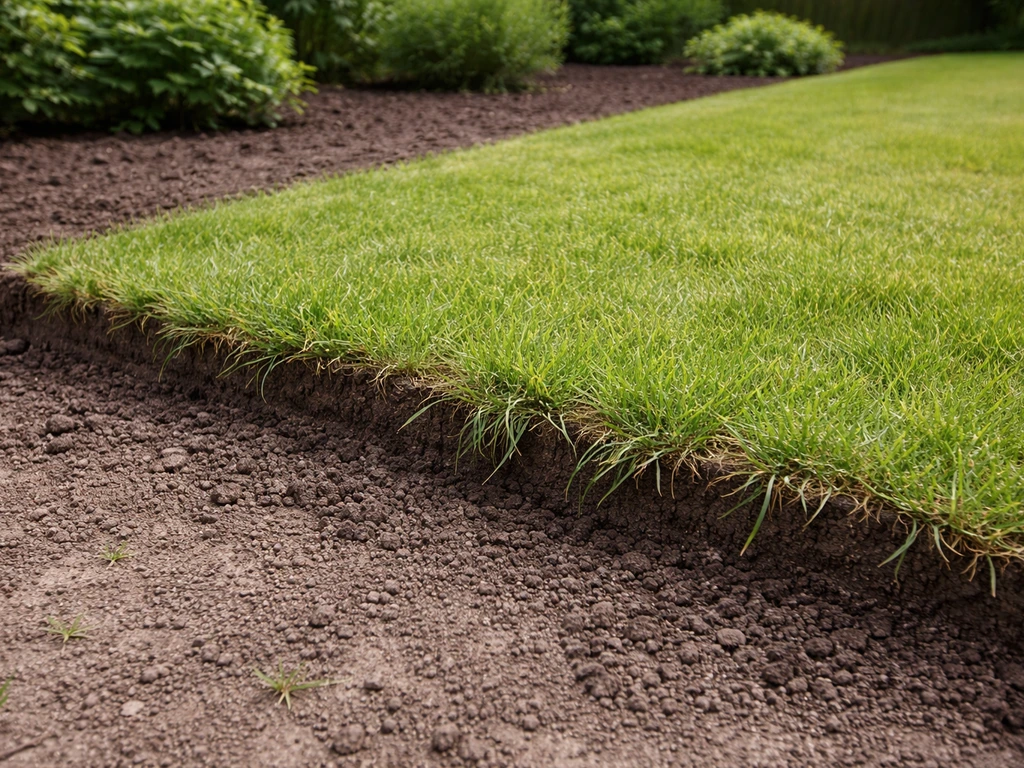 Onvoldoende diepe grasrand: gras groeit terug over de borderrand in een tuin.